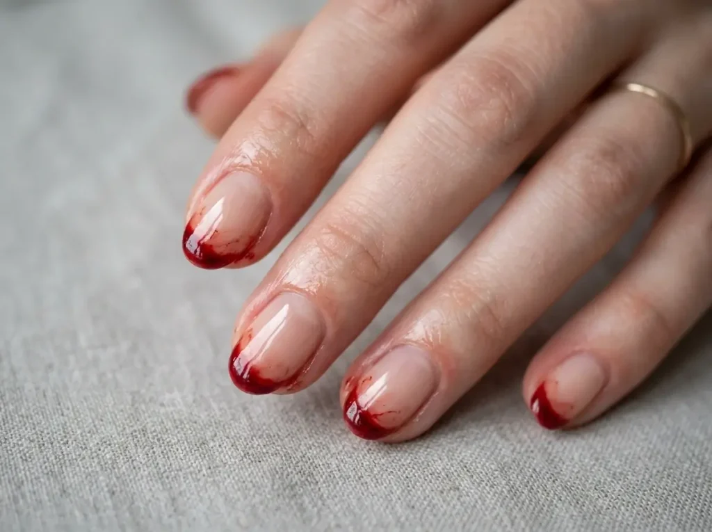 20 Spooky Nail Designs for Halloween 2026: Creepy, Dark & Haunting Ideas 1 spooky Halloween nails with deep red bloody drip nail art