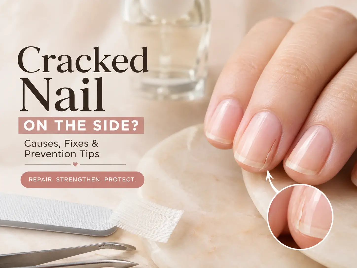 Home 14 cracked nail on the side of a natural nail