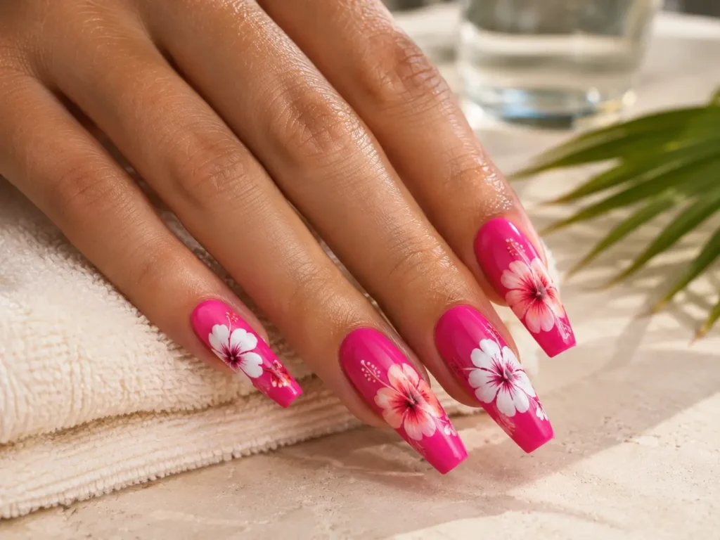 Pink Flower Nail Designs: 20 Pretty Ideas for 2026 6 Sheer pink nails with soft blooming-gel rose nail art