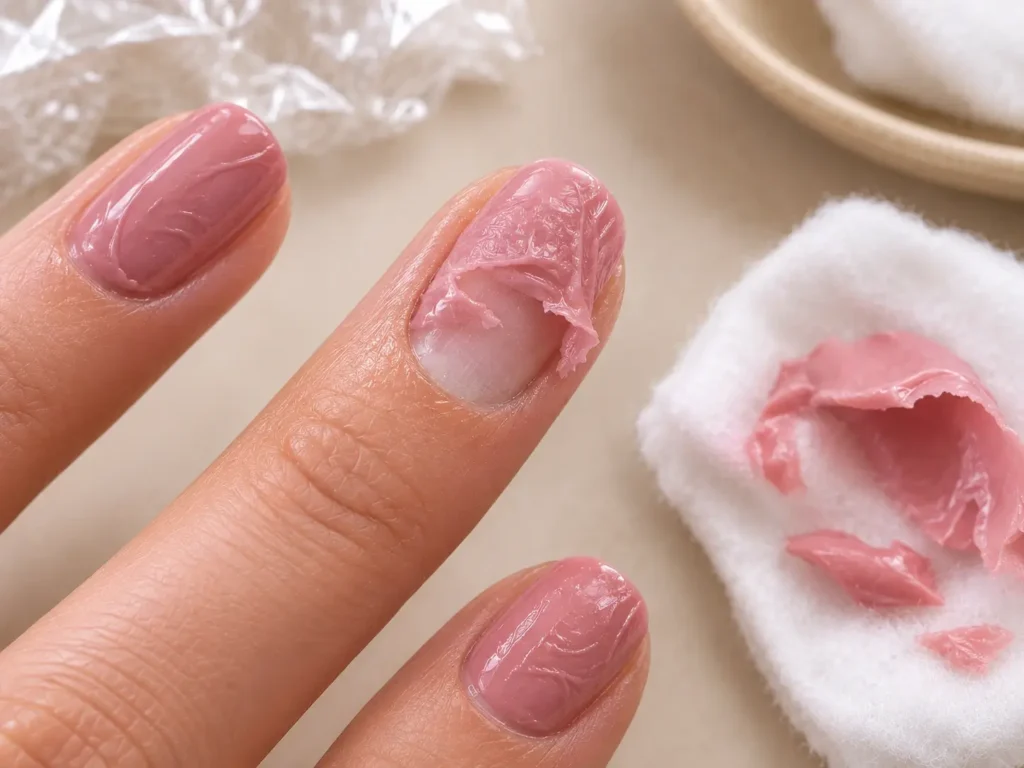 How to Remove Gel Polish at Home Quickly Without Damaging Your Nails 4 The gel should soften and begin lifting before you attempt to remove it.