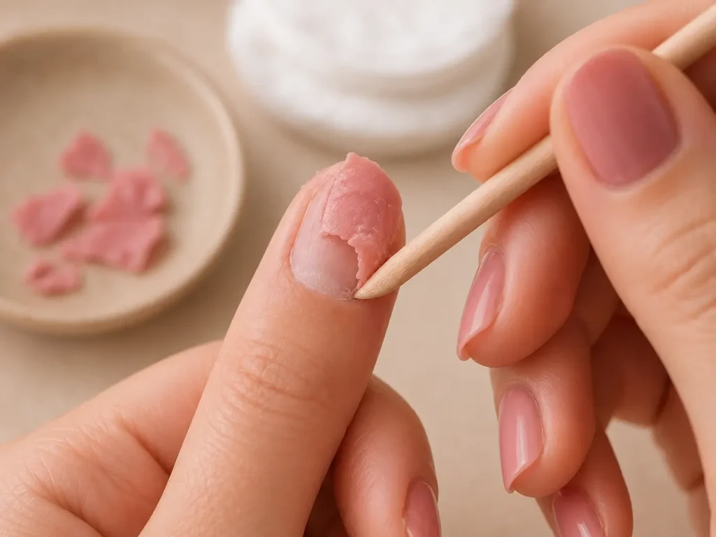 How to Remove Gel Polish at Home Quickly Without Damaging Your Nails 5 Only remove gel that has softened and released easily from the natural nail.