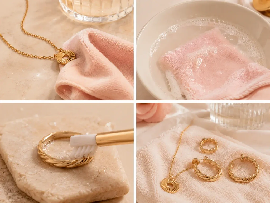 Step-by-step method for safely cleaning gold-plated jewelry