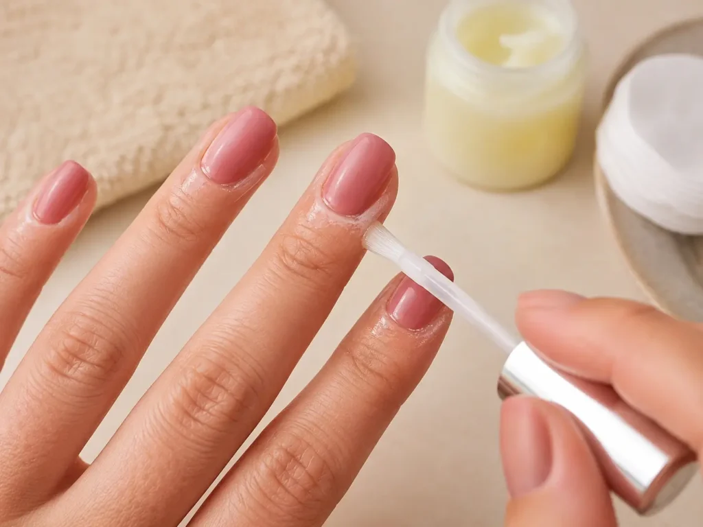 How to Remove Gel Polish at Home Quickly Without Damaging Your Nails 1 Applying petroleum jelly around cuticles before gel polish removal