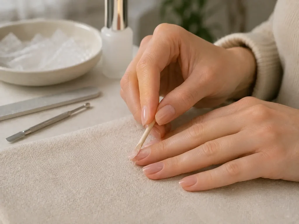 How to Make Gel Polish Last Longer: 10 Mistakes That Cause Early Peeling 9 Woman carefully removing gel polish without peeling the natural nail