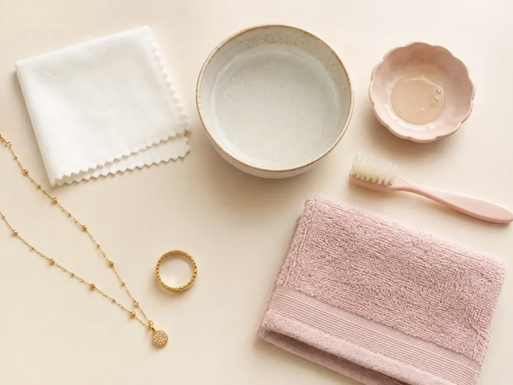 Supplies needed to clean gold-plated jewelry at home