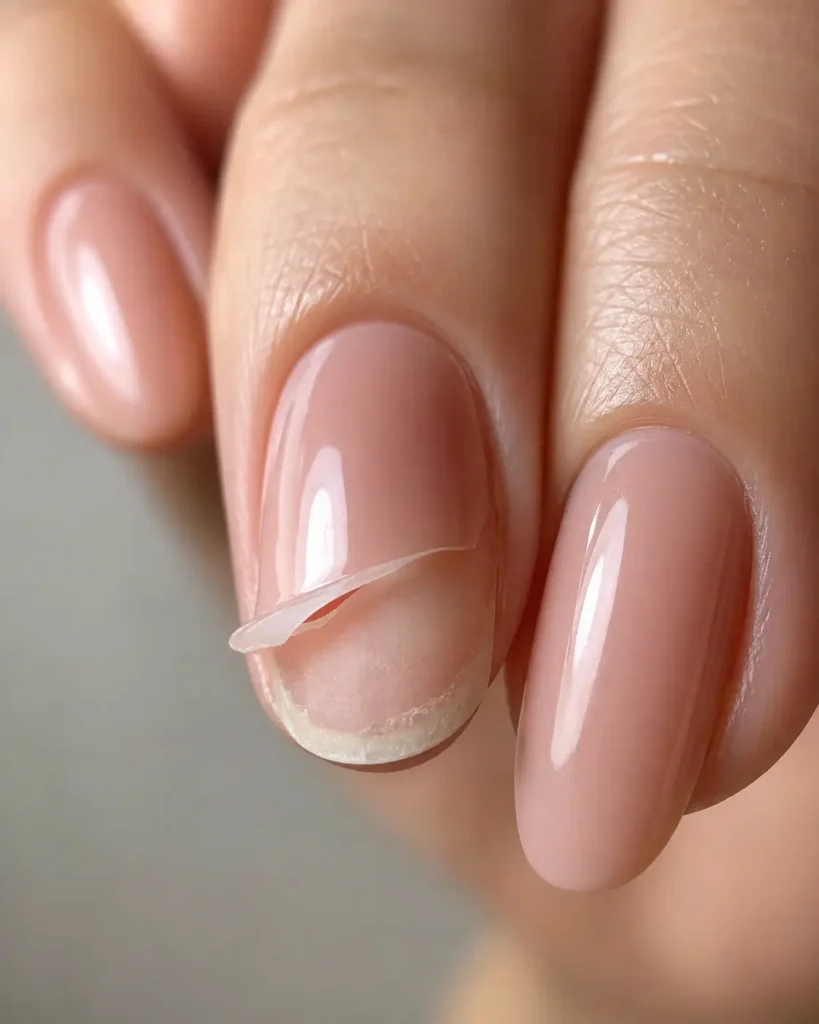 Why Does Gel Polish Peel Off in One Piece? 7 Causes + How to Fix It 1 gel polish lifting from natural nail in one piece