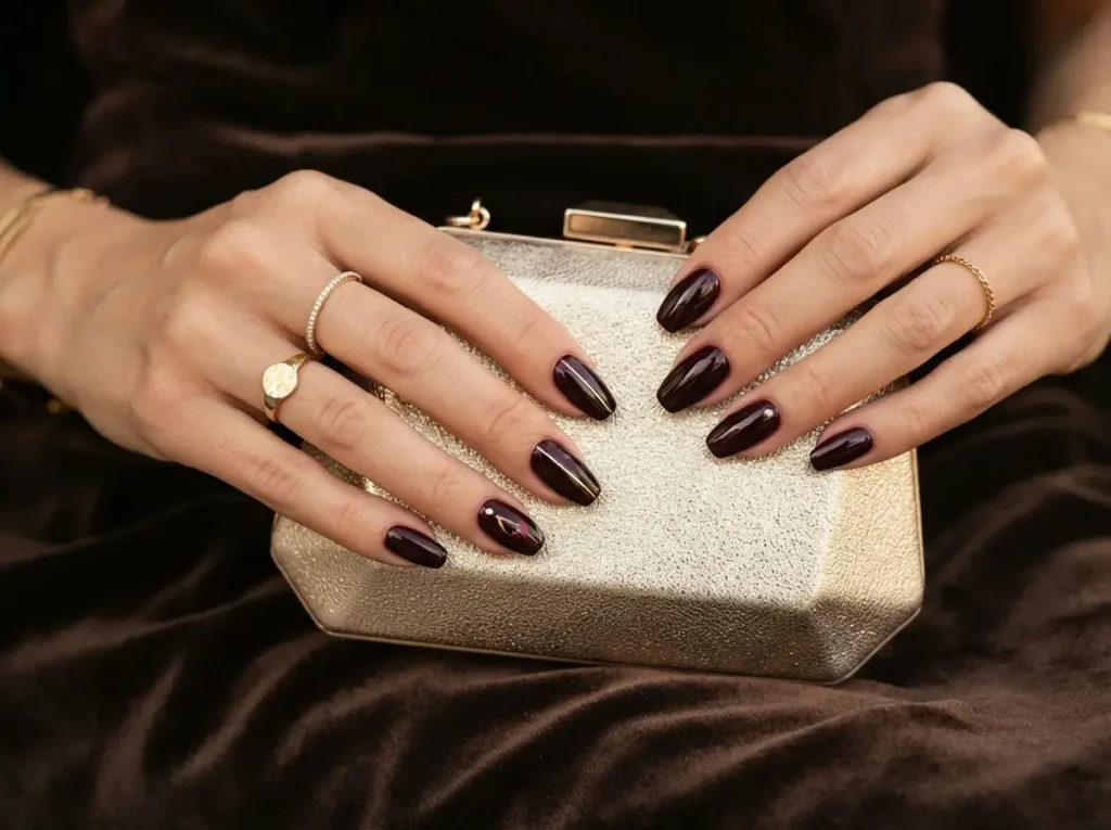 Best Cherry Nail Art: 20 Cute & Classy Designs to Try in 2026 12 Black cherry nails with delicate gold accents