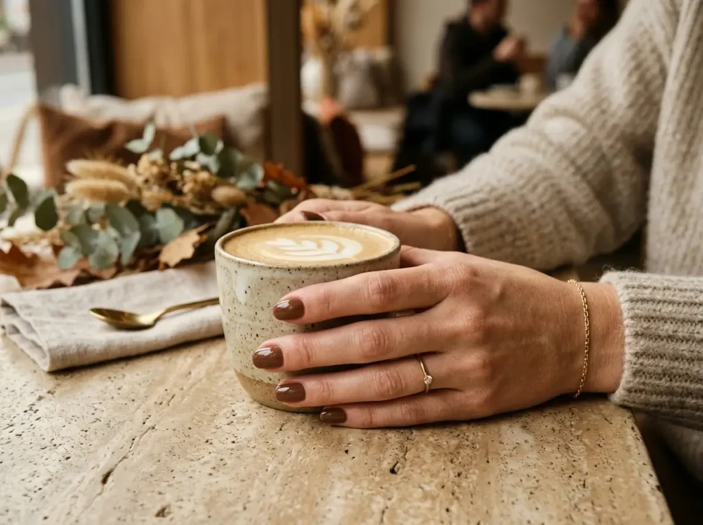 September Nail Ideas 2026: 15 Pretty Designs for the Summer-to-Fall Transition 3 chocolate latte brown nails for September