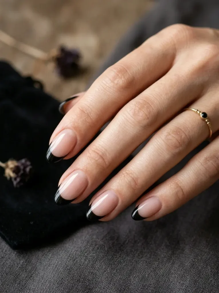 Halloween Nails 2026: 30+ Cute, Classy & Spooky Designs 11 classy black French tip Halloween nails