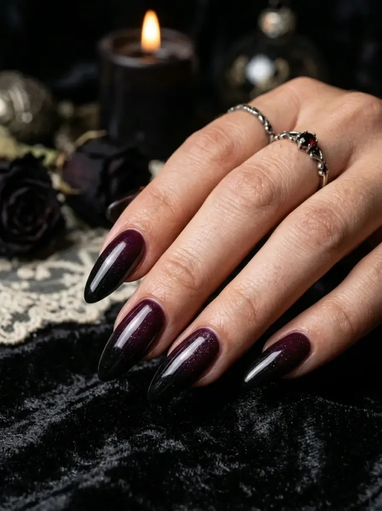 Halloween Nails 2026: 30+ Cute, Classy & Spooky Designs 27 dark gothic ombre Halloween nail designs