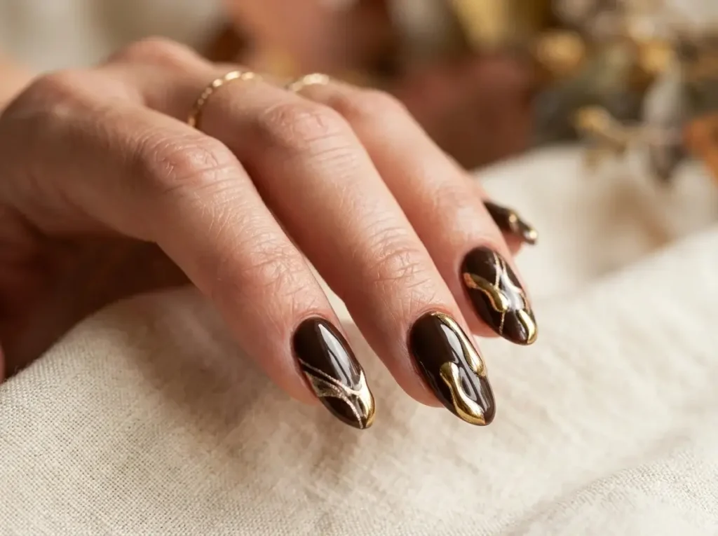 15 Trendy Fall Nail Designs You Need to Try in 2026 (Classy & Cozy Inspo) 14 Short natural nails with thin micro French tips in dark espresso brown