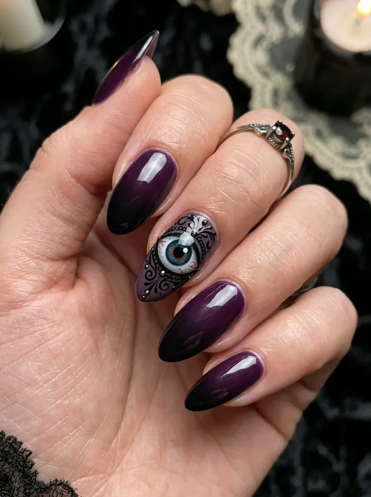 Halloween Nails 2026: 30+ Cute, Classy & Spooky Designs 30 spooky eyeball Halloween nail art