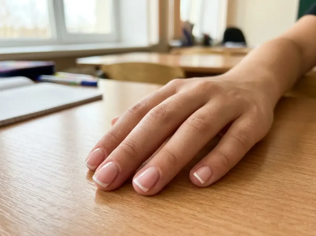 Back to School Nails for Kids: 15 Cute, Simple & Age-Appropriate Ideas 10 Short mini French tip nails for tweens going back to school