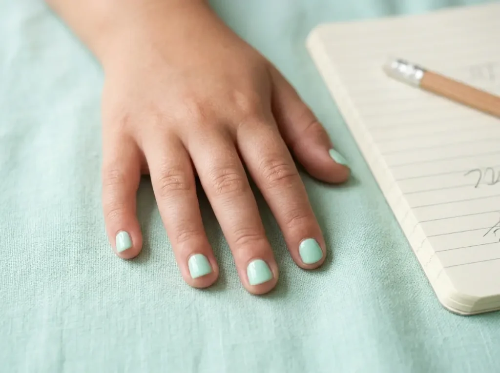 Back to School Nails for Kids: 15 Cute, Simple & Age-Appropriate Ideas 7 Short glossy mint green square nails for kids