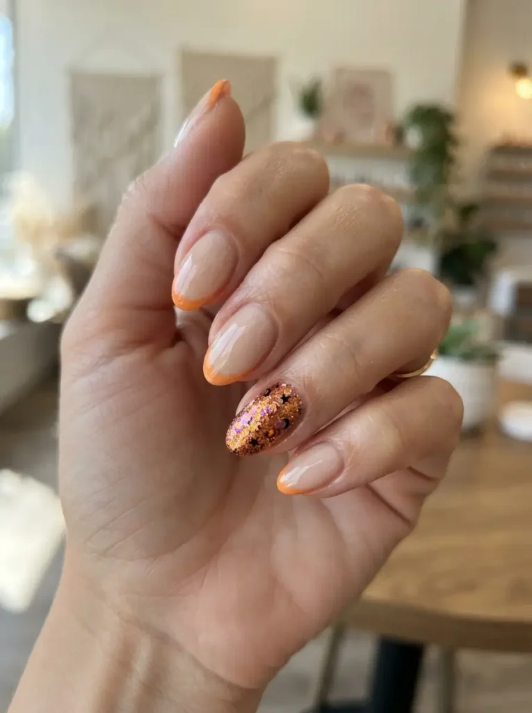 Halloween Nails 2026: 30+ Cute, Classy & Spooky Designs 9 cute orange and purple glitter Halloween nails
