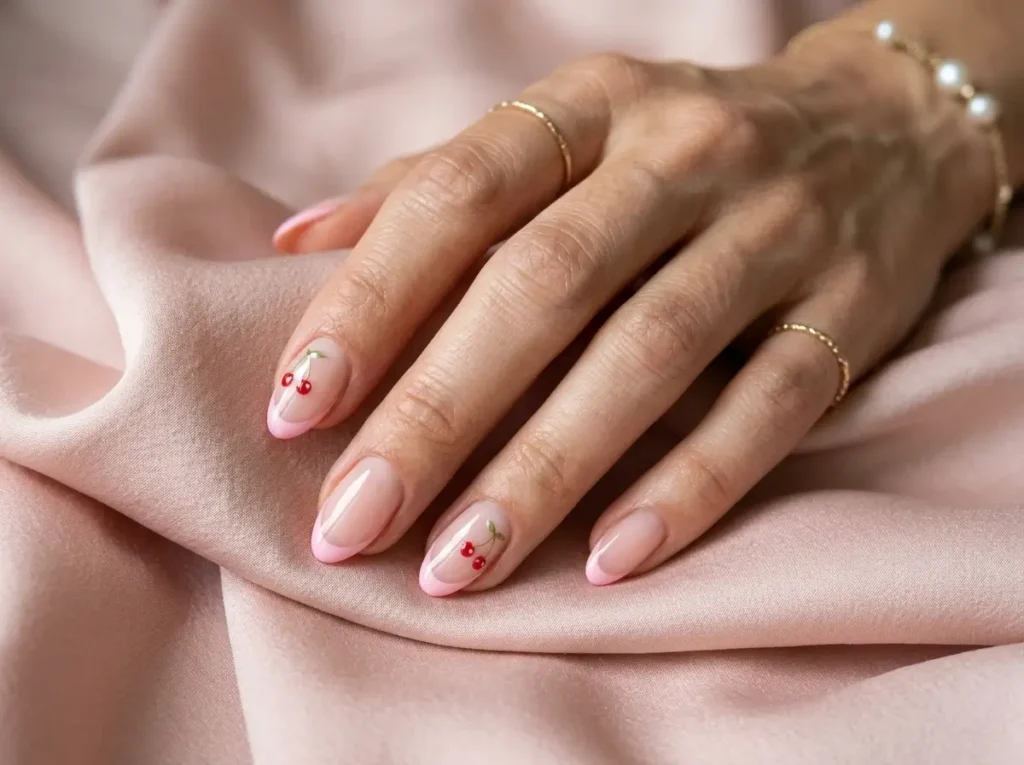 Best Cherry Nail Art: 20 Cute & Classy Designs to Try in 2026 8 Pink French tip nails with tiny cherry details