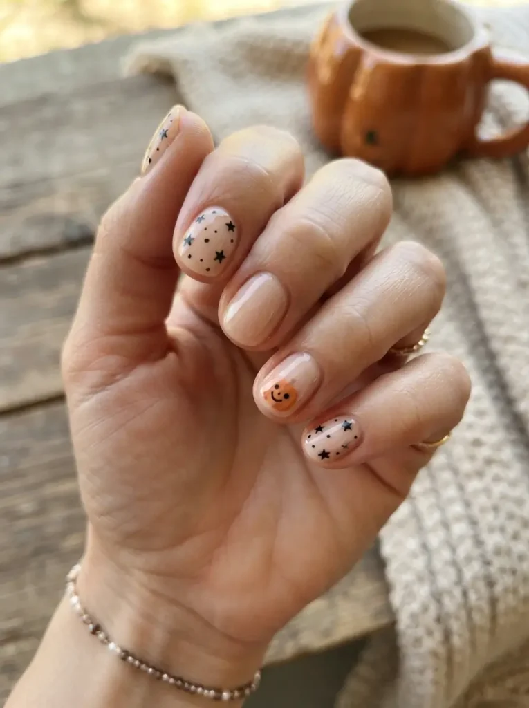 Halloween Nails 2026: 30+ Cute, Classy & Spooky Designs 5 cute pumpkin smiley Halloween nail designs