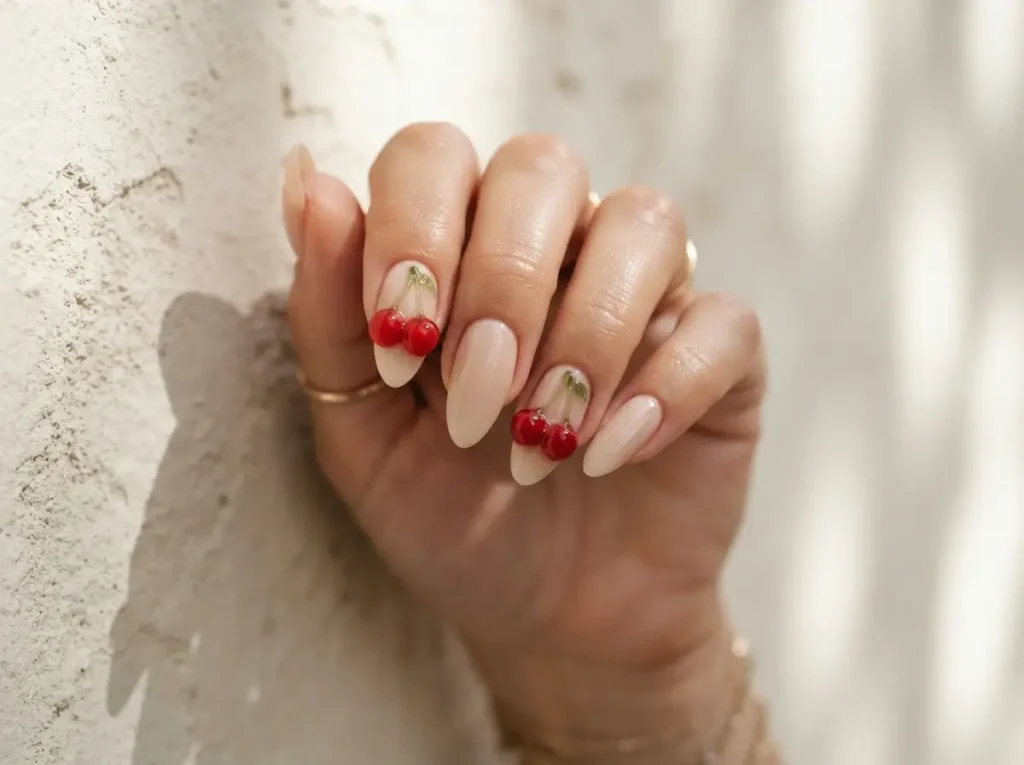 Best Cherry Nail Art: 20 Cute & Classy Designs to Try in 2026 14 Sculpted 3D cherry accents on long almond nails