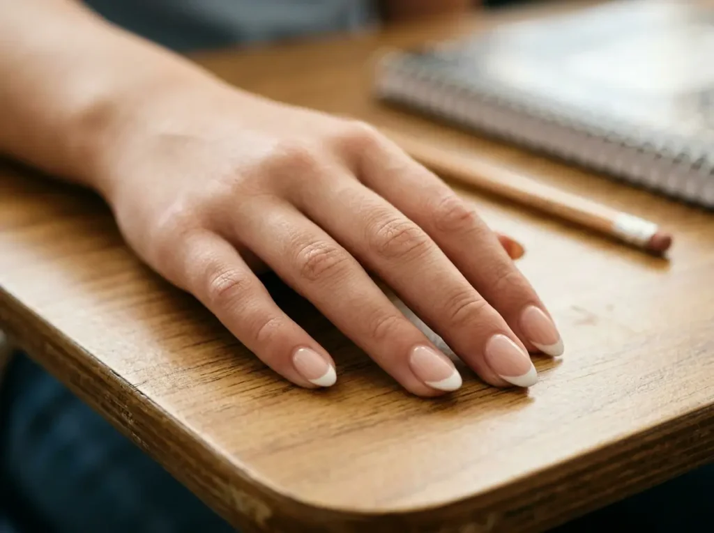 Back to School Nails for Kids: 15 Cute, Simple & Age-Appropriate Ideas 15 Short French almond nails for older tweens going back to school